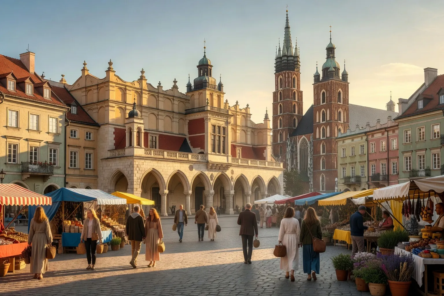 Place du marche medievale de Cracovie Pologne