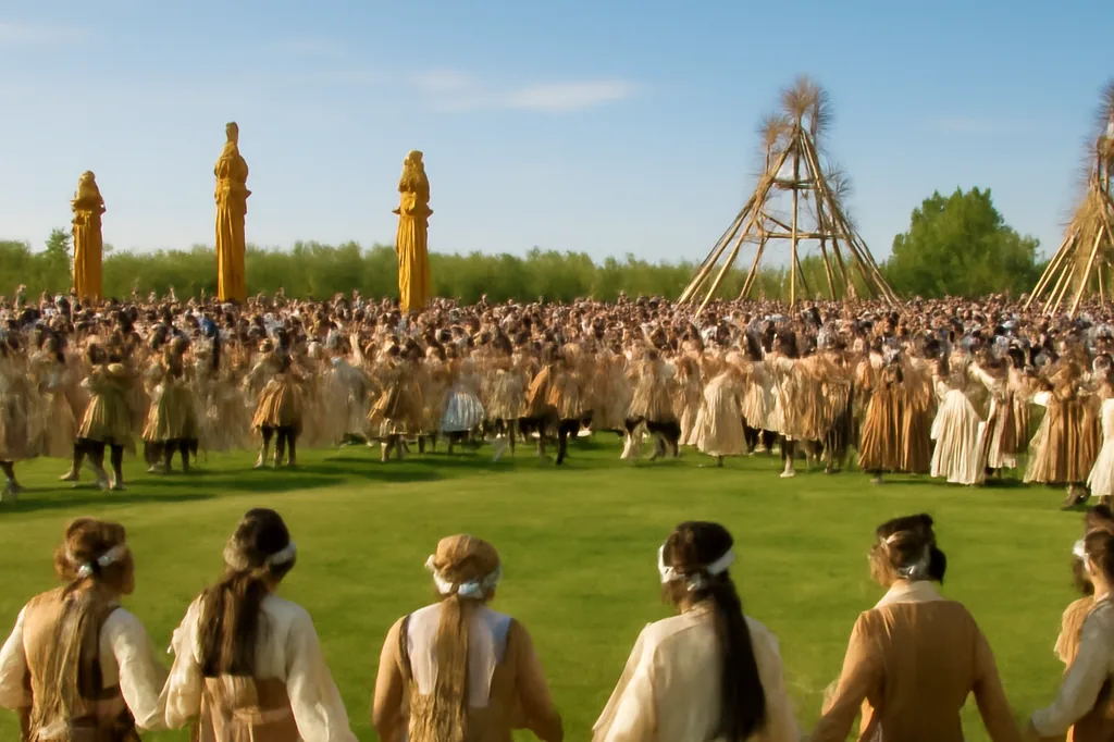 Ronde collective osuokhai lors de la fête Ysyakh du solstice en Iakoutie