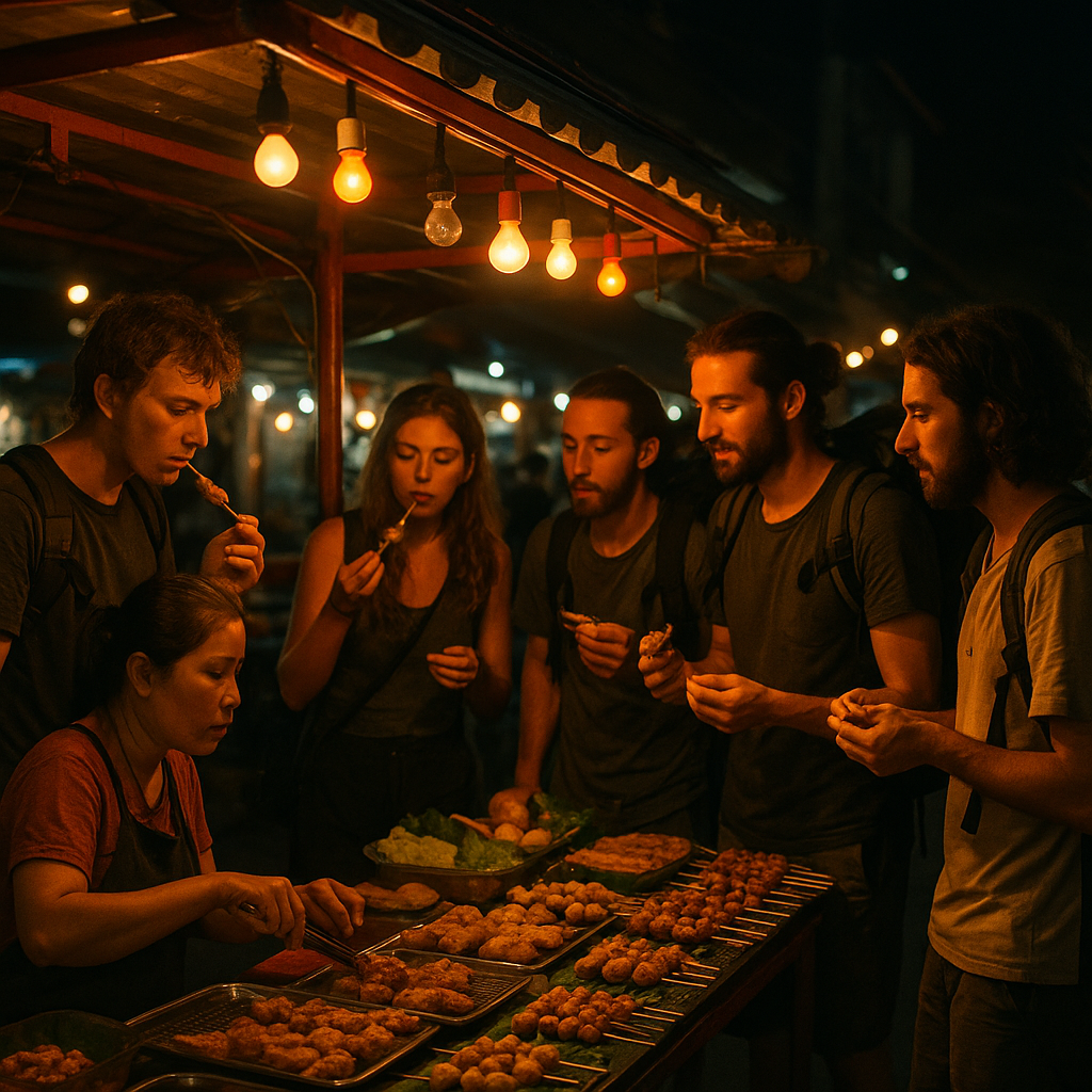 Groupe de voyageurs solo sur une plage thaïlandaise