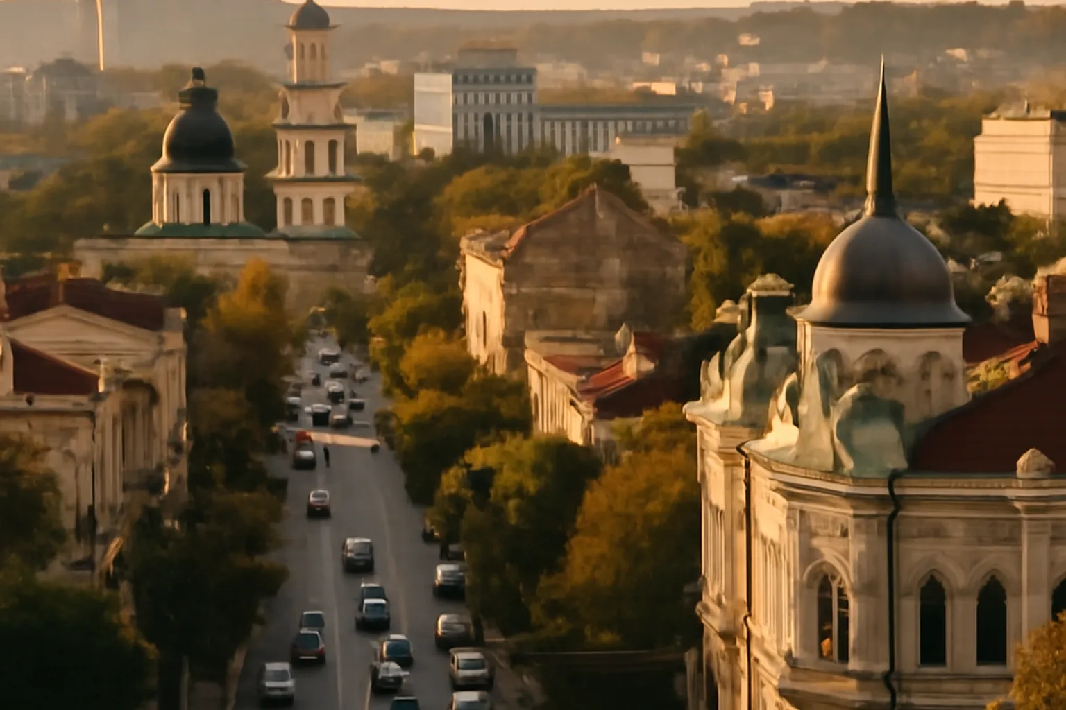 Vue panoramique du centre-ville de Chisinau en Moldavie
