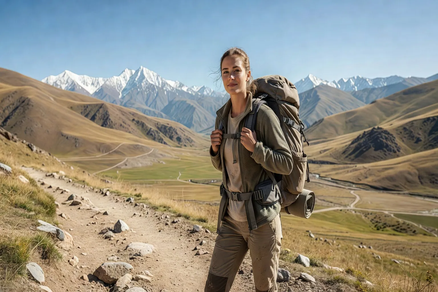 Voyageuse en solo en Asie centrale, montagnes du Kirghizstan