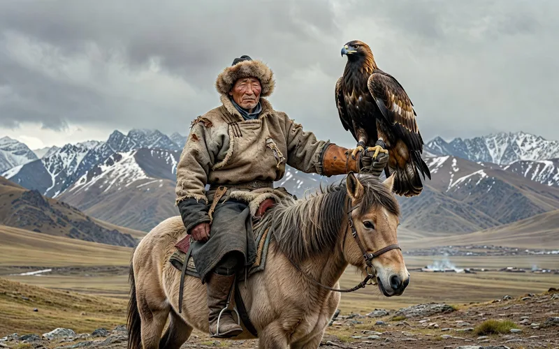Lutteurs mongols en costume traditionnel lors du festival Naadam