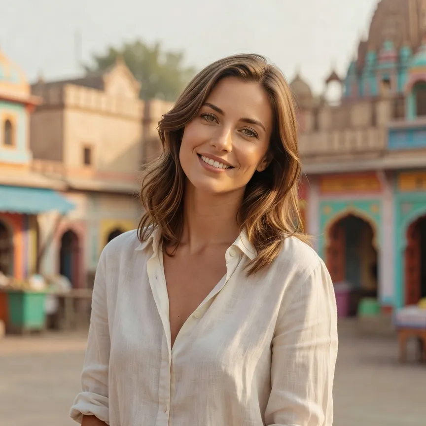 Portrait éditorial de Camille Fabre, Française expatriée en Inde